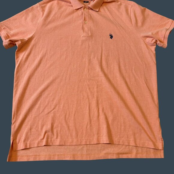 U.S. Polo Assn. Mens XXL Polo Shirt Peach Cotton Blend Short Sleeve - Picture 1 of 5